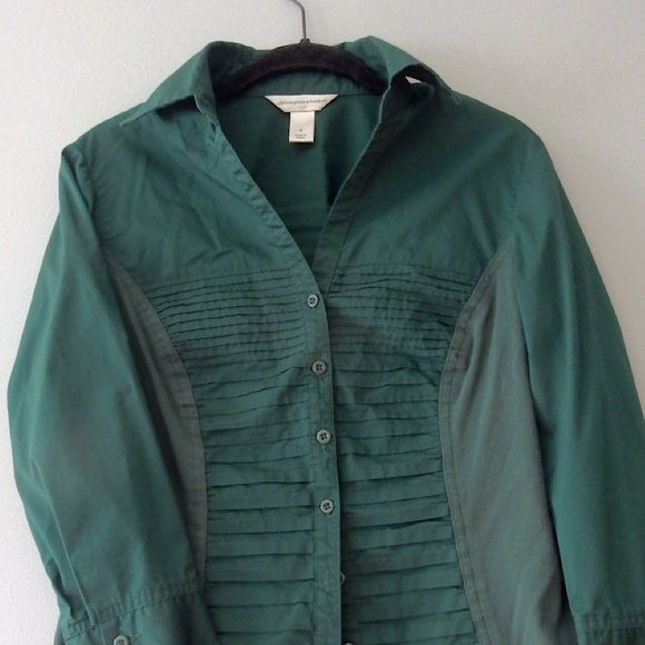 Emerald Green Button Up by Christopher & Banks - Combo Material - Picture 3 of 3